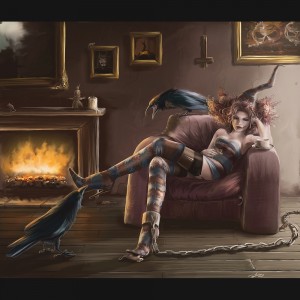 1000x1000_4222_Witchfinder_General_s_Parlour_2d_fantasy_ravens_girl_woman_witch_picture_image_digital_art